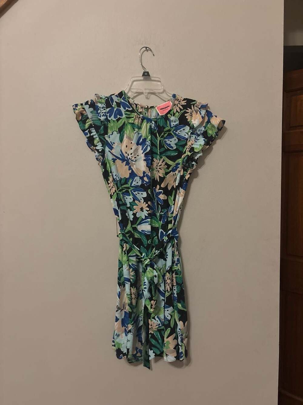 Kate Spade Full Bloom Flutter Sleeve Tie-Waist Mini Dress